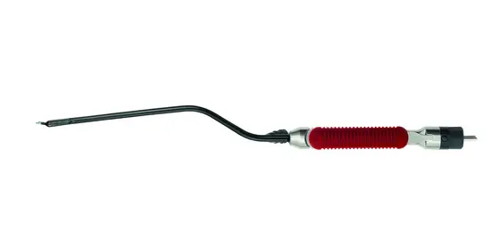 Angled bipolar forceps with red grip area