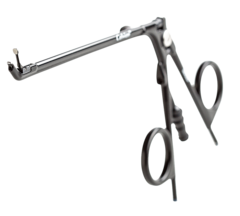 Calvian® Bipolare Zangen - Metallische bipolare Zange in Scherenform mit geradem Schaft vor weißem Hintergrund.